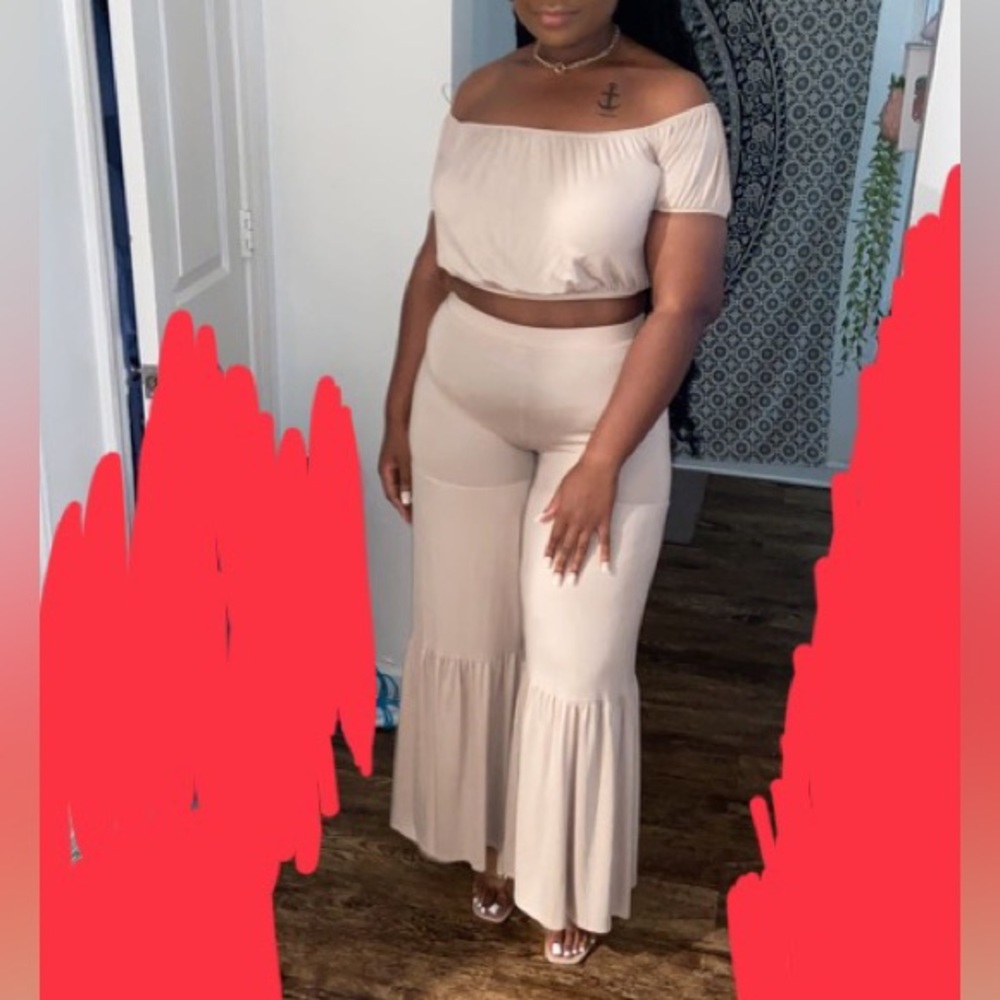 Two piece flare pants and crop top set